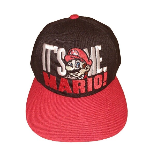 Super Mario Embroidered Mario with Red Brim Fitted Baseball Cap! Lik3 N3w - Picture 1 of 5